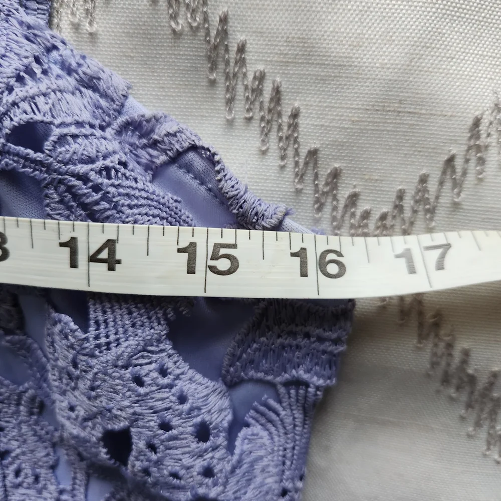 Sam Edelman Periwinkle Blue Lace Dress |‎ Circle Trim Embroidered | Size 8 - Picture 4 of 6